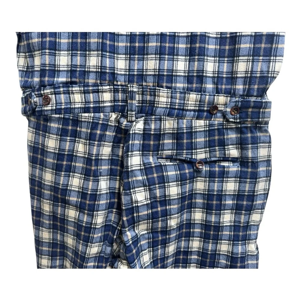 Men's ROMPERJACK short sleeved romper, jumpsuit, blue plaid flannel, size XL